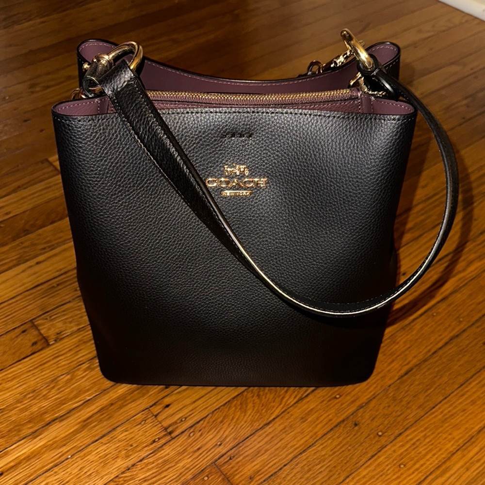 Coach Black Leather Bucket Bag